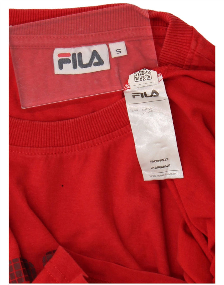 Fila Herren-T-Shirt mit Grafik, Größe S, rote Baumwolle