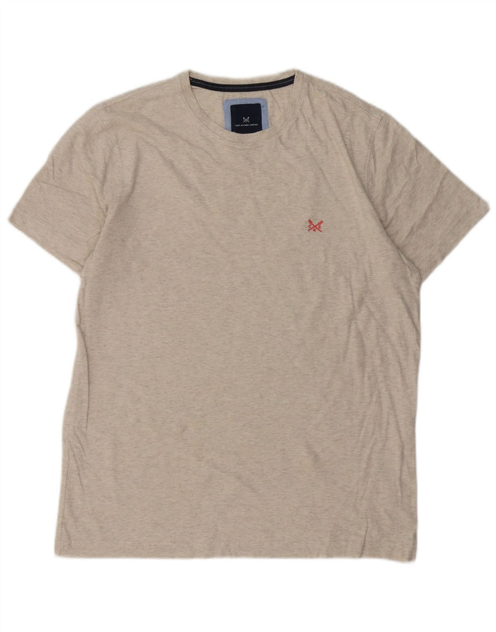 Crew Clothing Herren-T-Shirt-Oberteil aus mittelgrau gesprenkelter Baumwolle