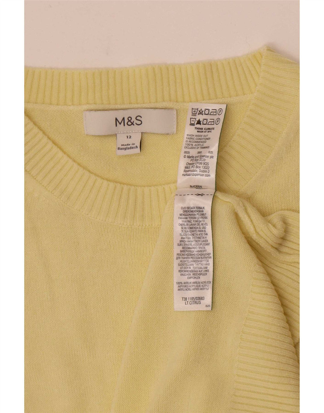 Marks & Spencer Damen-Pullover mit U-Boot-Ausschnitt, UK 12, Mittelgelb, Acryl