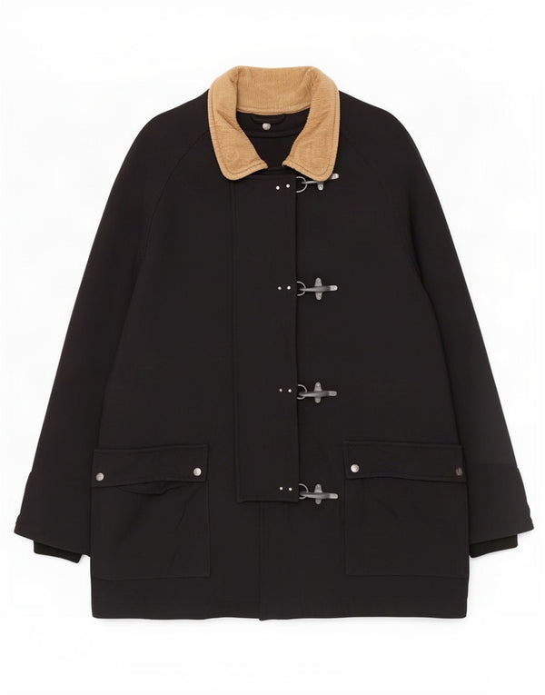 Fay Damen Dufflecoat UK 20 2XL Schwarz Polyamid