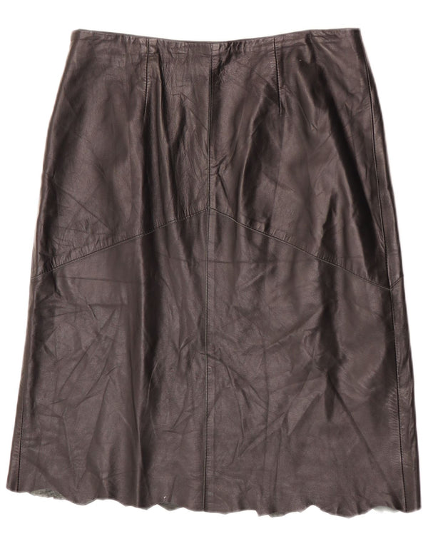 Vintage Damen Lederrock IT 48 XL W32 Schwarzes Leder