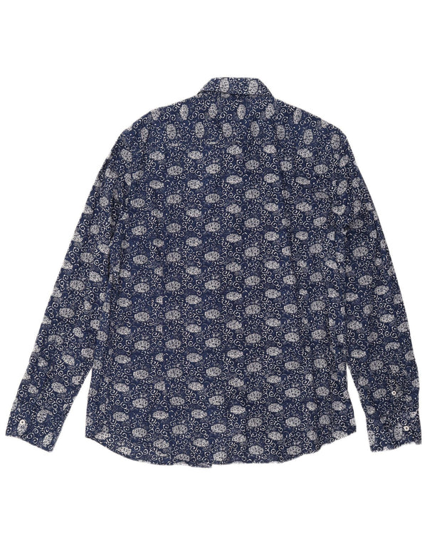 Massimo Dutti Herrenhemd XL Marineblau mit Blumenmuster