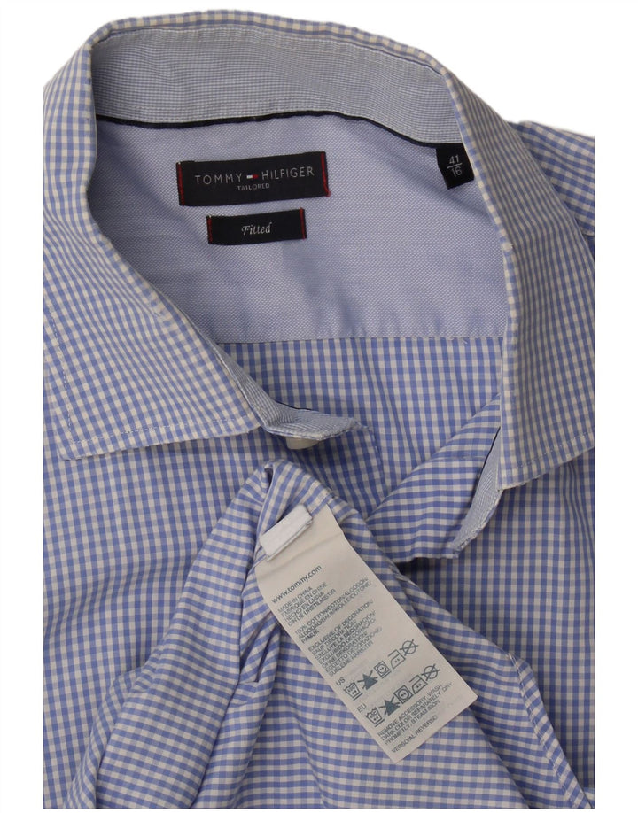 Tommy Hilfiger Herren-Hemd mit maßgeschneiderter Passform, Größe 41 16, großes blaues Gingham