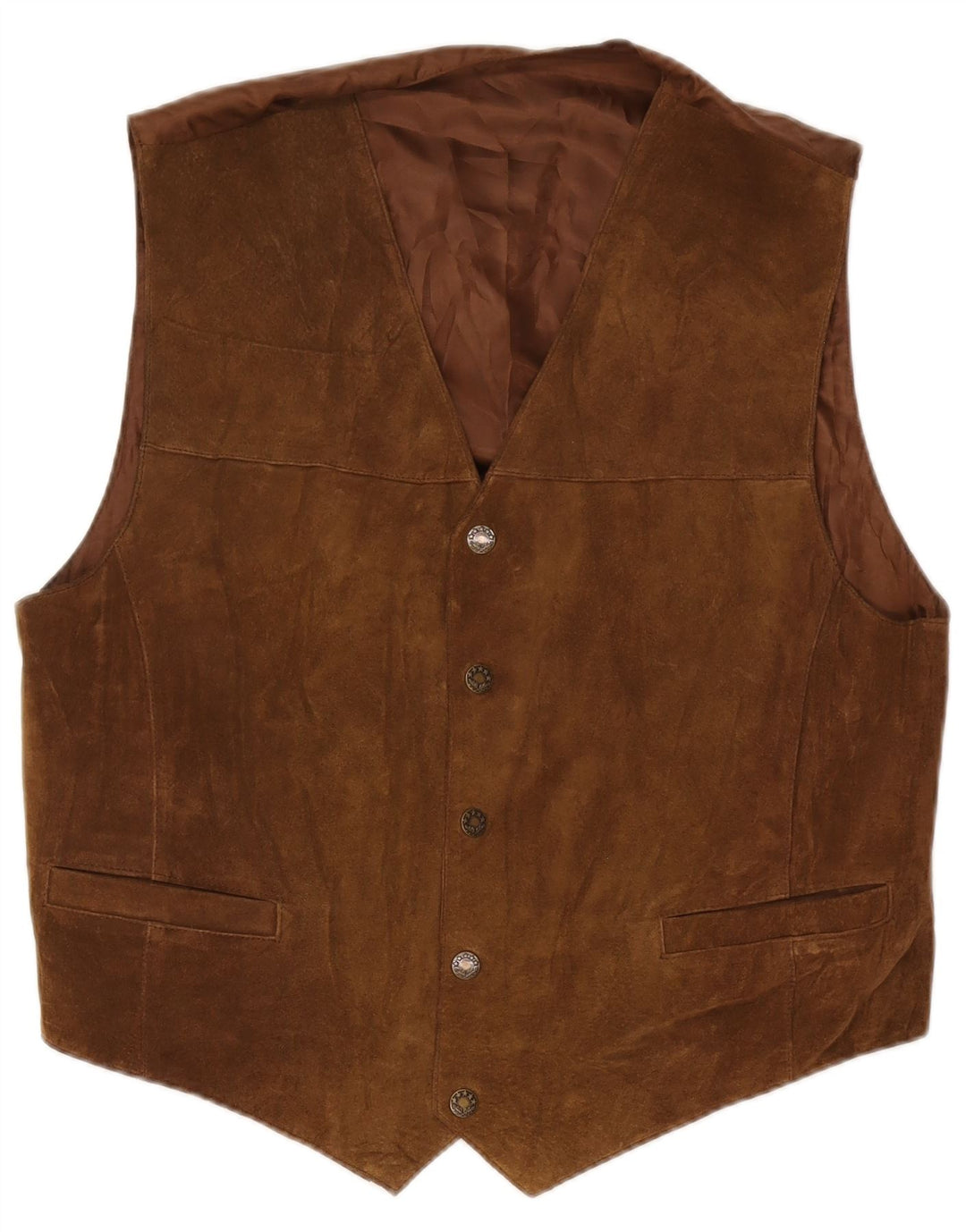 Vintage Herren Wildlederweste IT 52 Großes braunes Leder