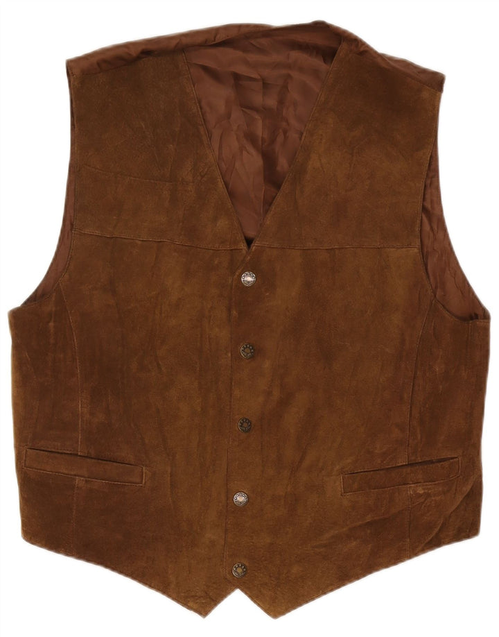 Vintage Herren Wildlederweste IT 52 Großes braunes Leder