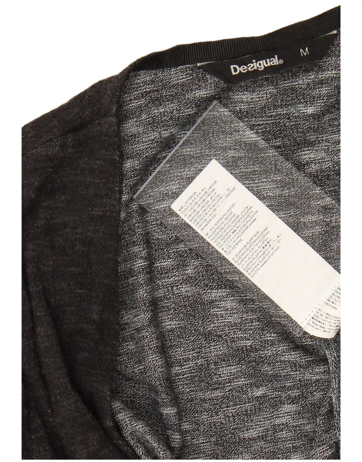 DESIGUAL Offener Damen-Cardigan-Pullover UK 12 Mittelgrauer Tierdruck