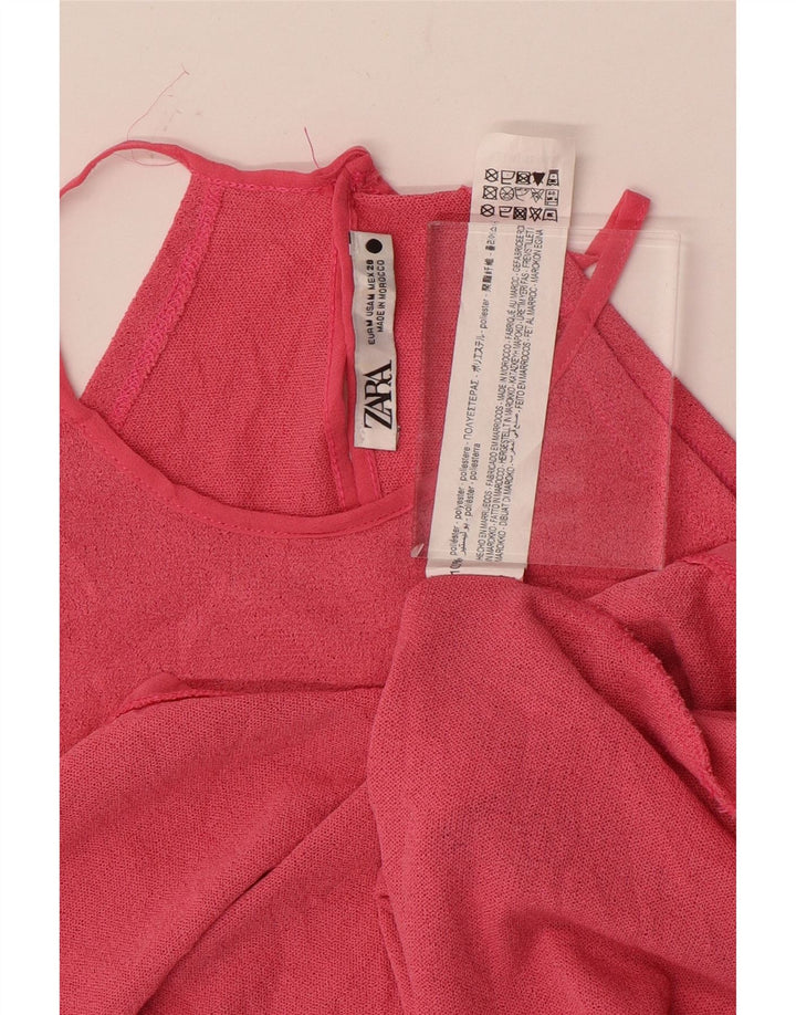 Zara Damen Crop Neckholder Top UK 14 Mittelrosa Polyester