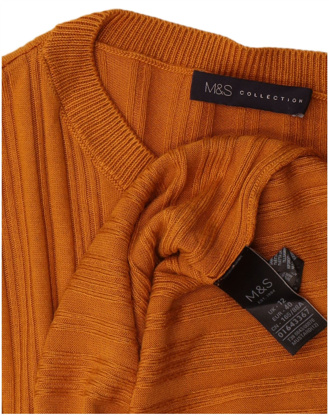 Marks & Spencer Damen Top Langarm UK 12 Mittelgelbes Acryl