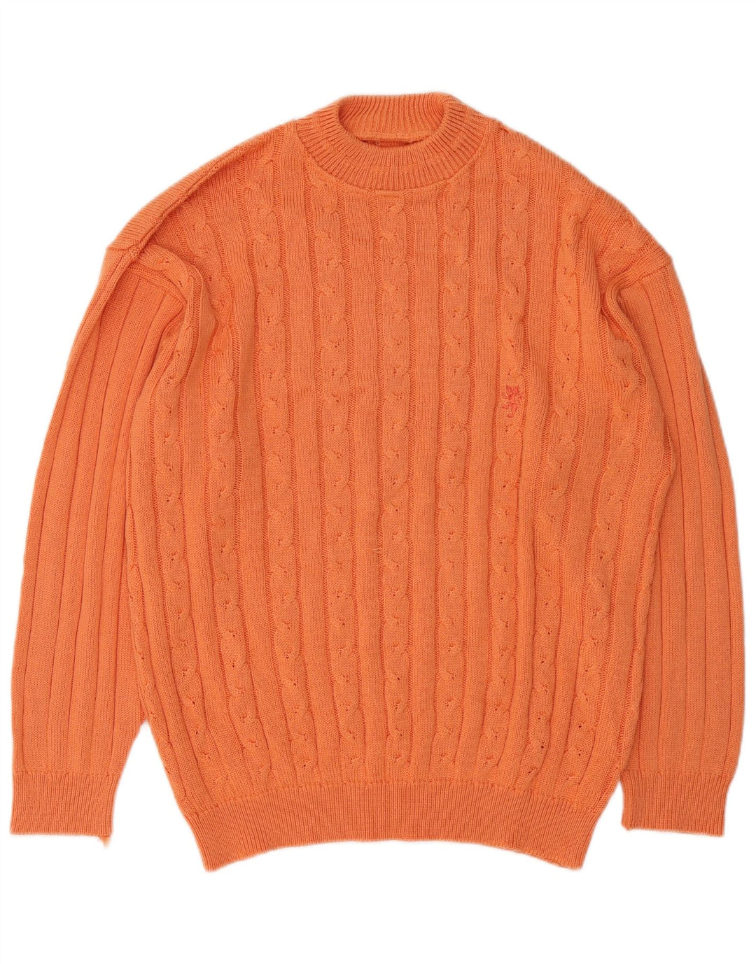 Vintage Herren Rollkragenpullover Pullover Mittelorange Baumwolle