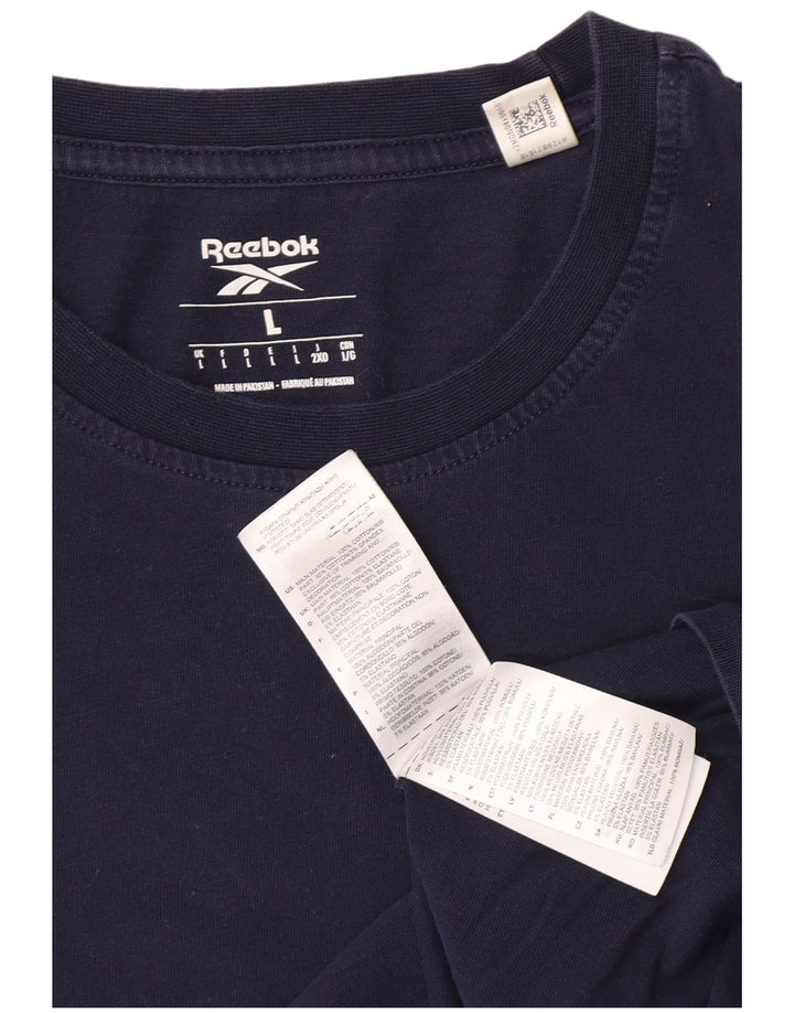 Reebok Herren T-Shirt Top Large Marineblau Baumwolle