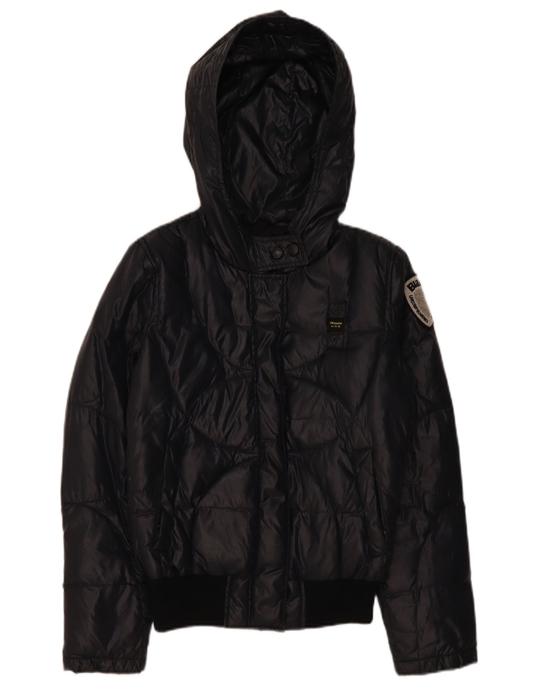 Blauer Wattierte Damenjacke mit Kapuze, UK 14, Mittel, Marineblau, Polyamid