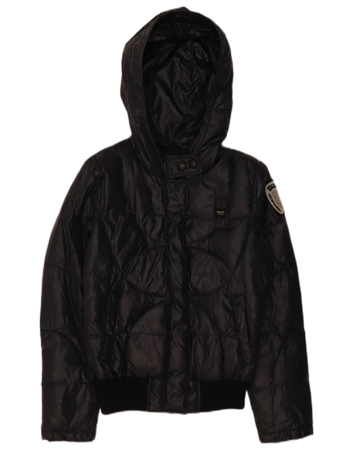 Blauer Wattierte Damenjacke mit Kapuze, UK 14, Mittel, Marineblau, Polyamid