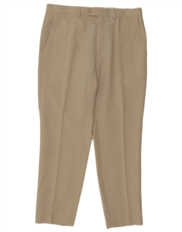 Gerade Herren-Anzughose von Marks & Spencer, W34, L28, Beige, Polyester