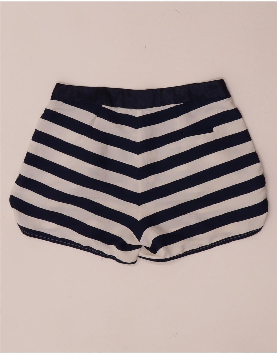 Zara Damen Chinoshorts Small W26 Marineblau gestreift Polyester
