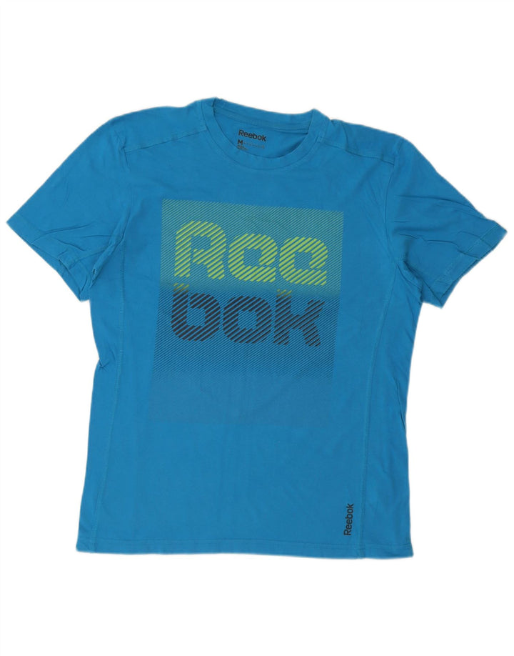 Reebok Herren Grafik-T-Shirt-Oberteil aus mittelblauer Baumwolle
