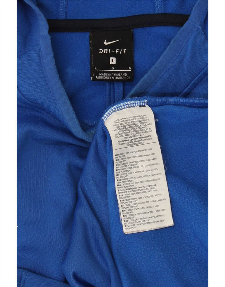Nike Herren Dri Fit Graphic Kapuzenpullover, groß, blaues Farbblock-Polyester