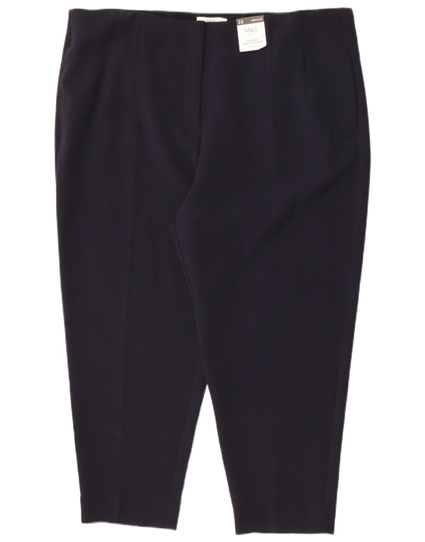 Marks & Spencer Damen-Hose mit hoher Taille, kurz geschnitten, UK 22, 3XL, W42, L26, Marineblau B