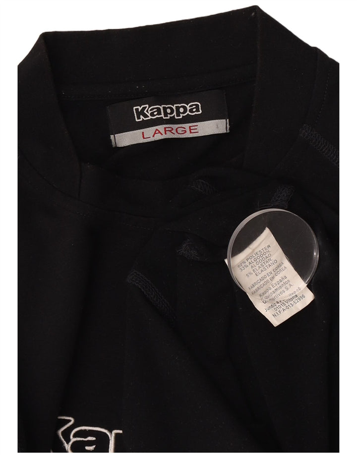 Kappa Herren-T-Shirt mit Grafik, groß, aus schwarzem Polyester