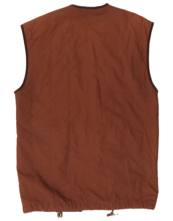 Vintage Damen Übergroße Weste UK 10 Kleine braune Baumwolle