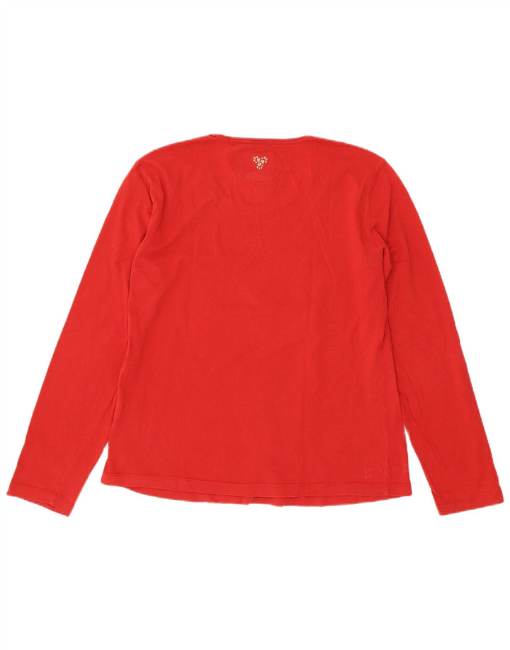 JACK WOLFSKIN Damen Graphic Top Langarm UK 18 XL Rote Baumwolle