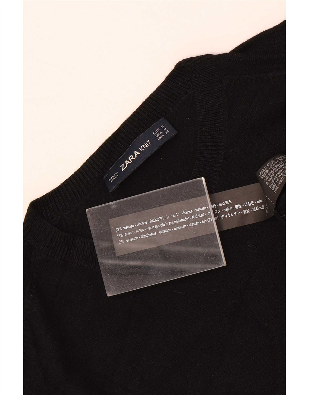 Zara Damen-Pullover mit Rundhalsausschnitt, UK 12, mittlere schwarze Viskose