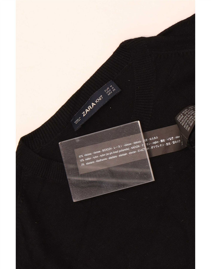 Zara Damen-Pullover mit Rundhalsausschnitt, UK 12, mittlere schwarze Viskose