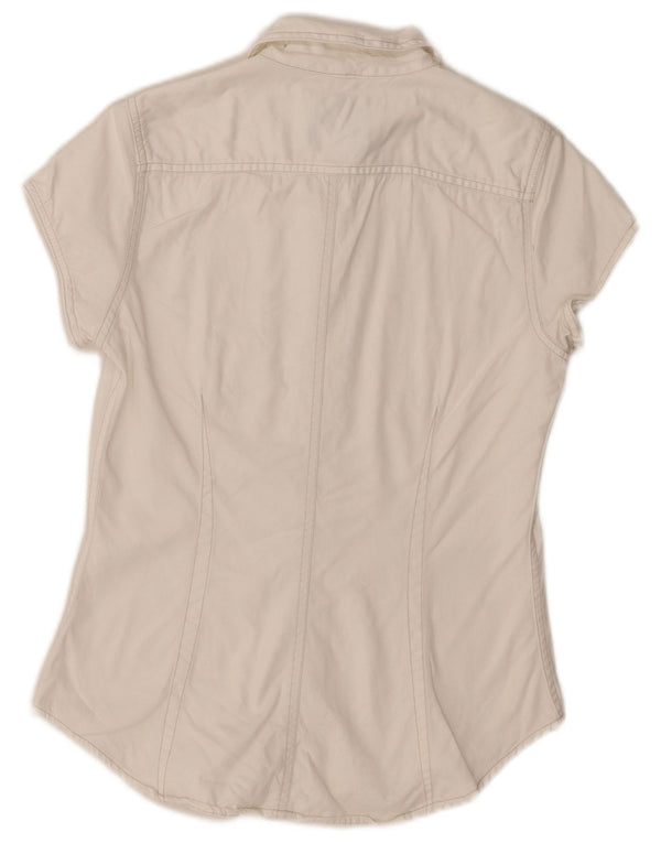 Levi's Damen Kurzarm-Jeanshemd UK 12 Mittelweiße Baumwolle