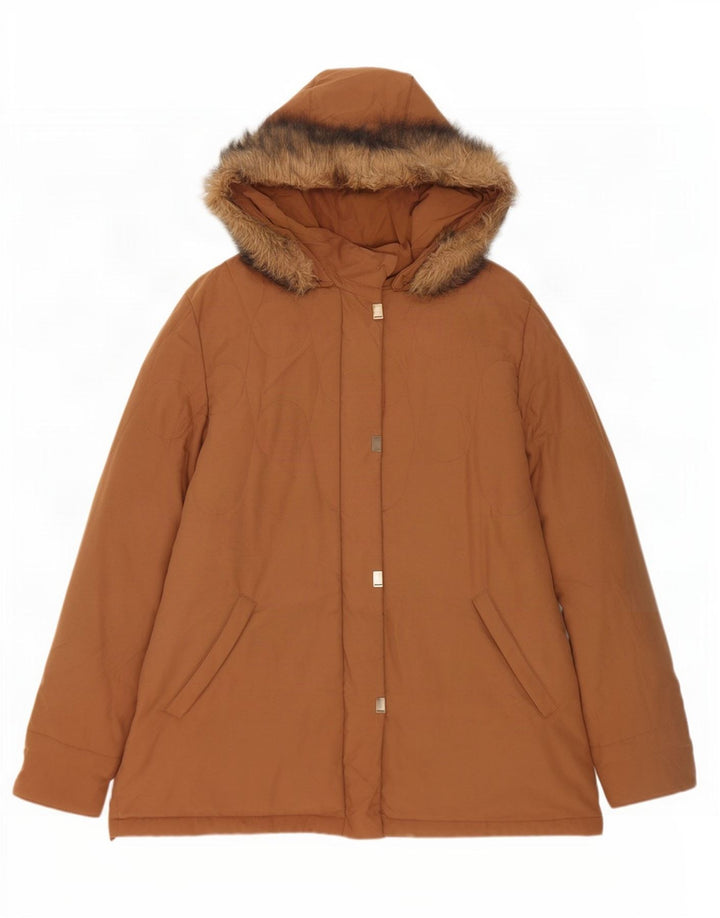 Marks & Spencer Damen Parka mit Kapuze, übergroß, Gr. 18, XL, Braun