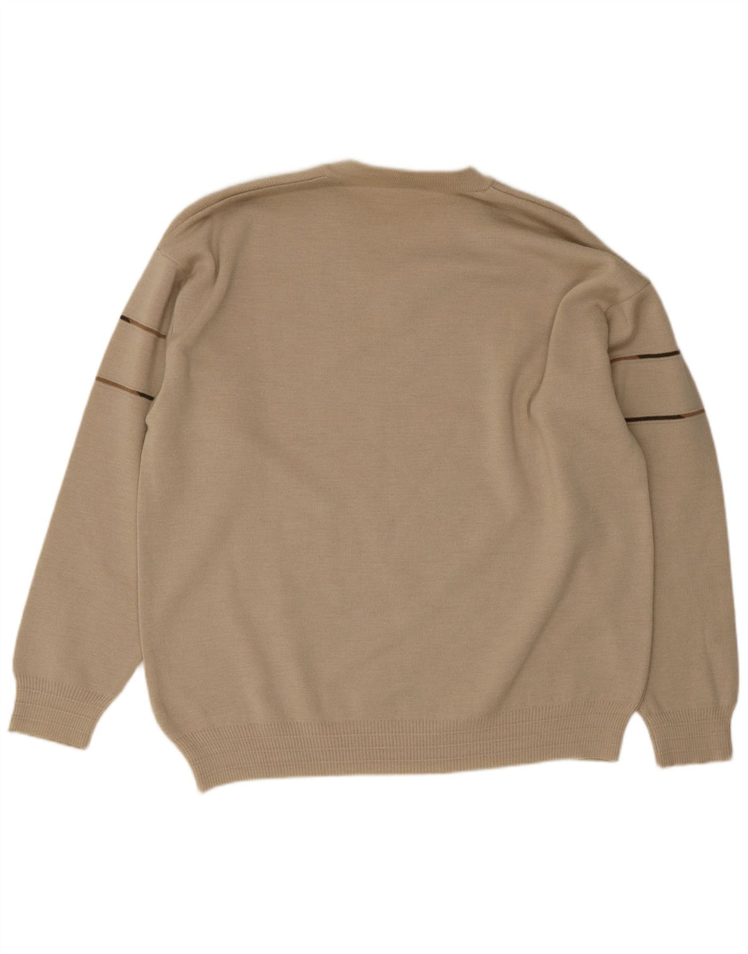 Vintage Herren Pullover mit V-Ausschnitt IT 50 Medium Beige gestreift Polyacryl