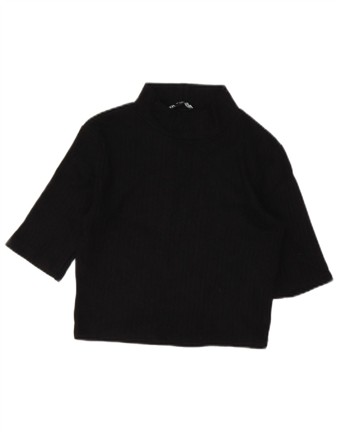 Zara Damen Crop Bluse Top UK 10 Small Schwarz