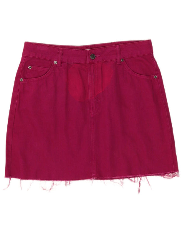 Topshop Damen Moto Mini Denim Rock UK 12 Medium W30 Pink