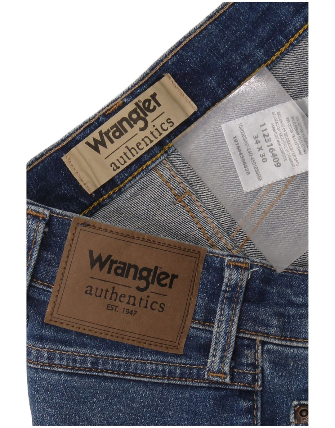 WRANGLER Herren Straight Jeans W34 L30 Blaue Baumwolle