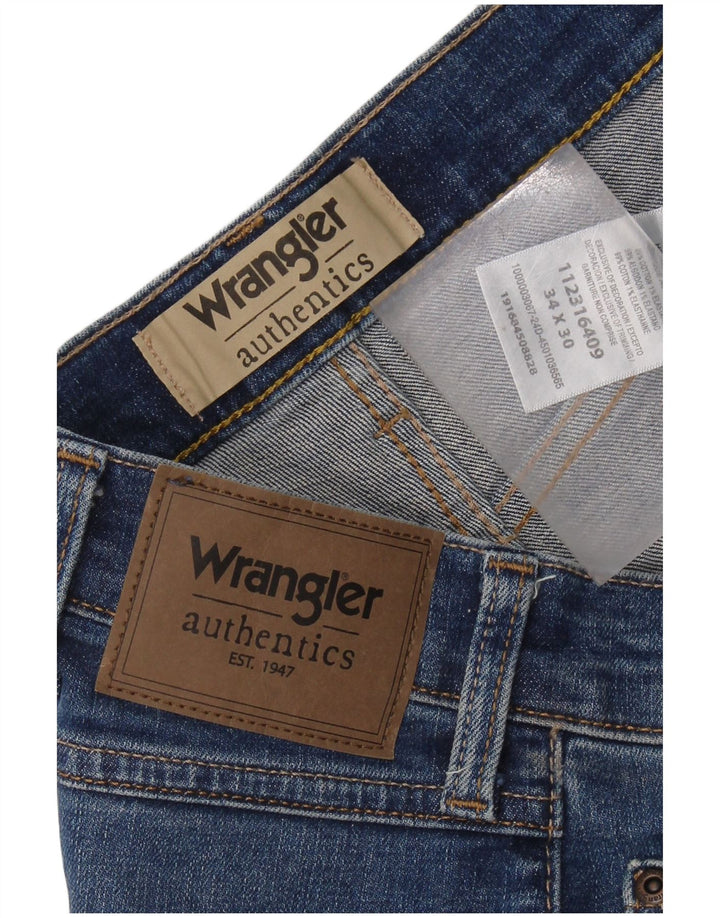 WRANGLER Herren Straight Jeans W34 L30 Blaue Baumwolle