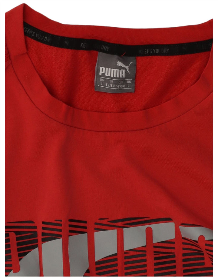 Puma Herren Grafik T-Shirt Top Large Rot