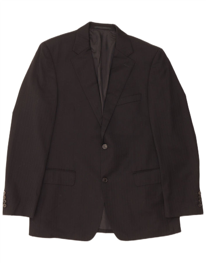 HUGO BOSS Herren-Blazer mit 2 Knöpfen, EU 50, groß, schwarzer Nadelstreifen