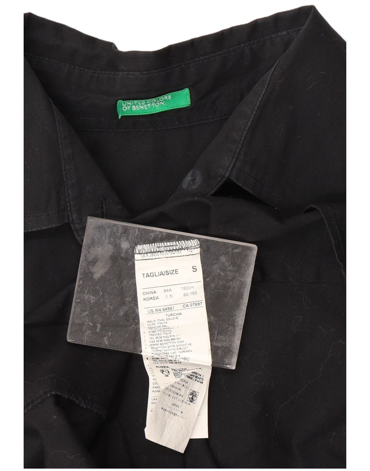 BENETTON Damen-Hemd UK 10 Small aus schwarzer Baumwolle
