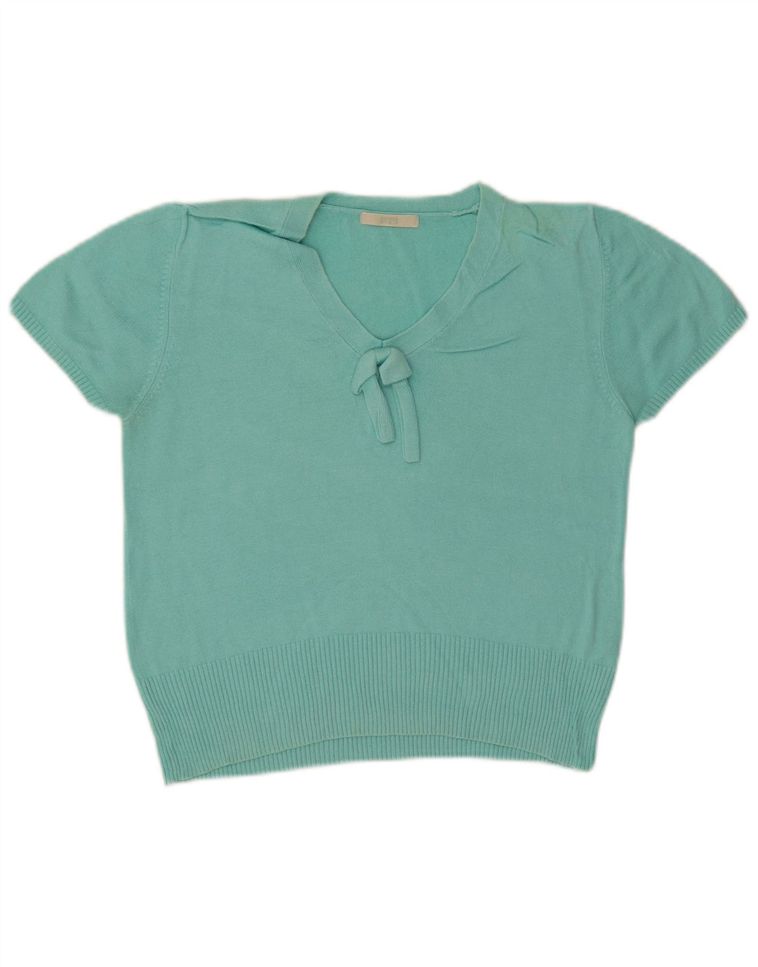 Marks & Spencer Damen Crop Pullover mit V-Ausschnitt, UK 12, Mitteltürkis