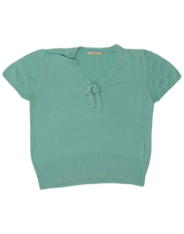 Marks & Spencer Damen Crop Pullover mit V-Ausschnitt, UK 12, Mitteltürkis