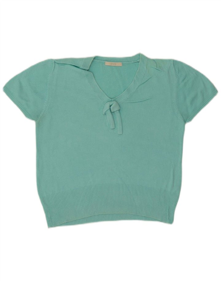 Marks & Spencer Damen Crop Pullover mit V-Ausschnitt, UK 12, Mitteltürkis