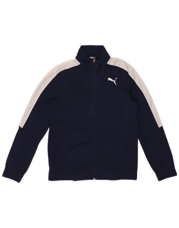 Puma Herren-Trainingsanzug-Top-Jacke, mittelblaues Farbblock-Polyester