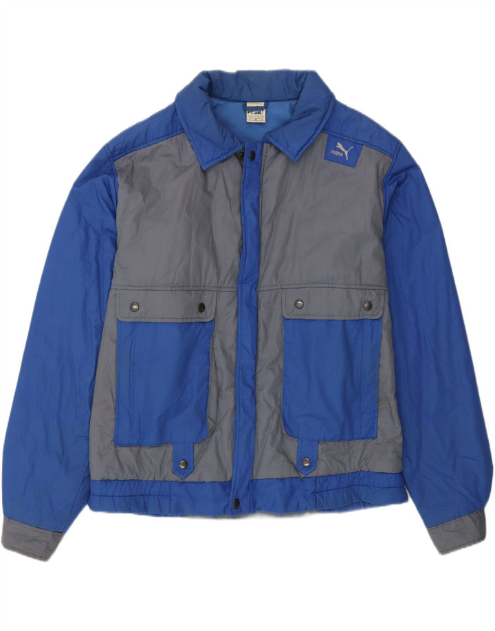 Puma Herren-Windbreaker-Jacke, UK 40, groß, blaues Colourblock-Polyester