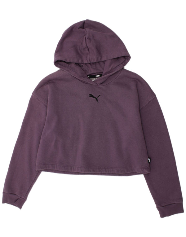 PUMA Mädchen Crop Hoodie Pullover 11-12 Jahre Lila Baumwolle