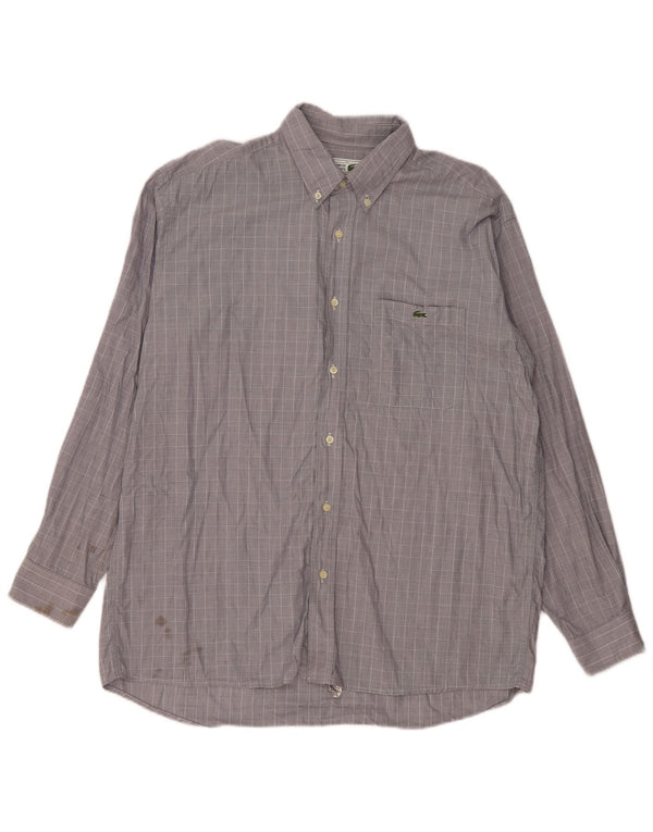 Lacoste Mens Shirt Size 42 Large Grey Check Cotton