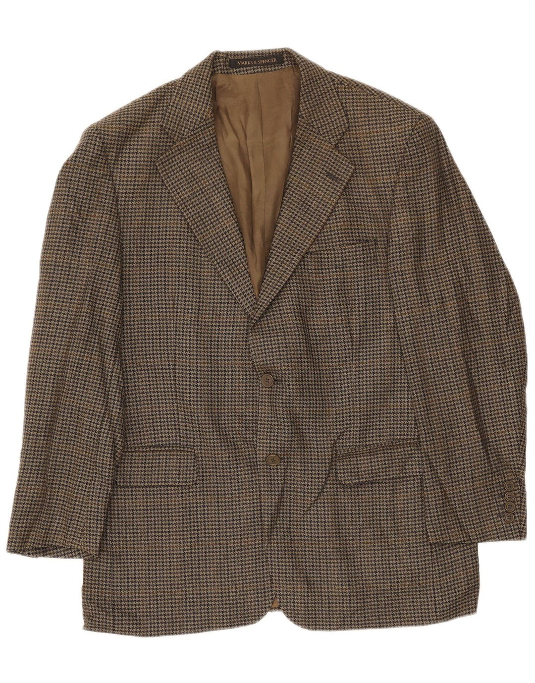 Marks & Spencer Herren-Blazer mit 2 Knöpfen, Gr. 42, Khaki, Hahnentrittmuster