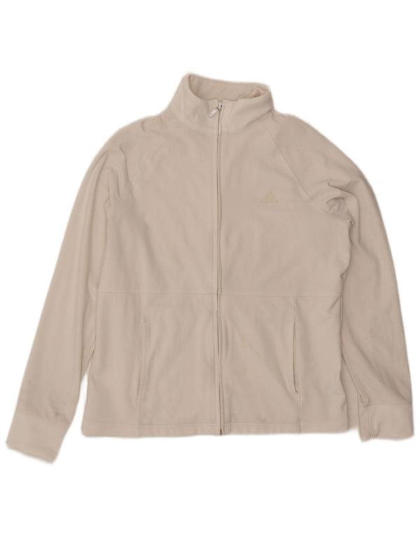 Adidas Damen Trainingsanzug Top Jacke UK 16 Large Weiß Polyester