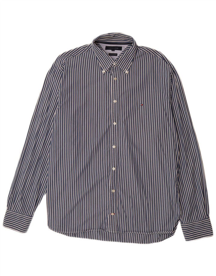 TOMMY HILFIGER Herrenhemd XL Marineblau gestreift