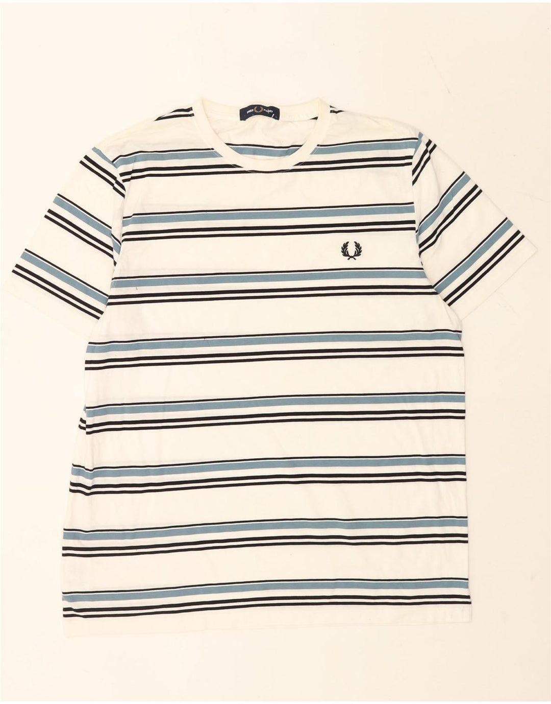 Fred Perry Herren-T-Shirt-Oberteil, groß, weiß gestreift, Baumwolle