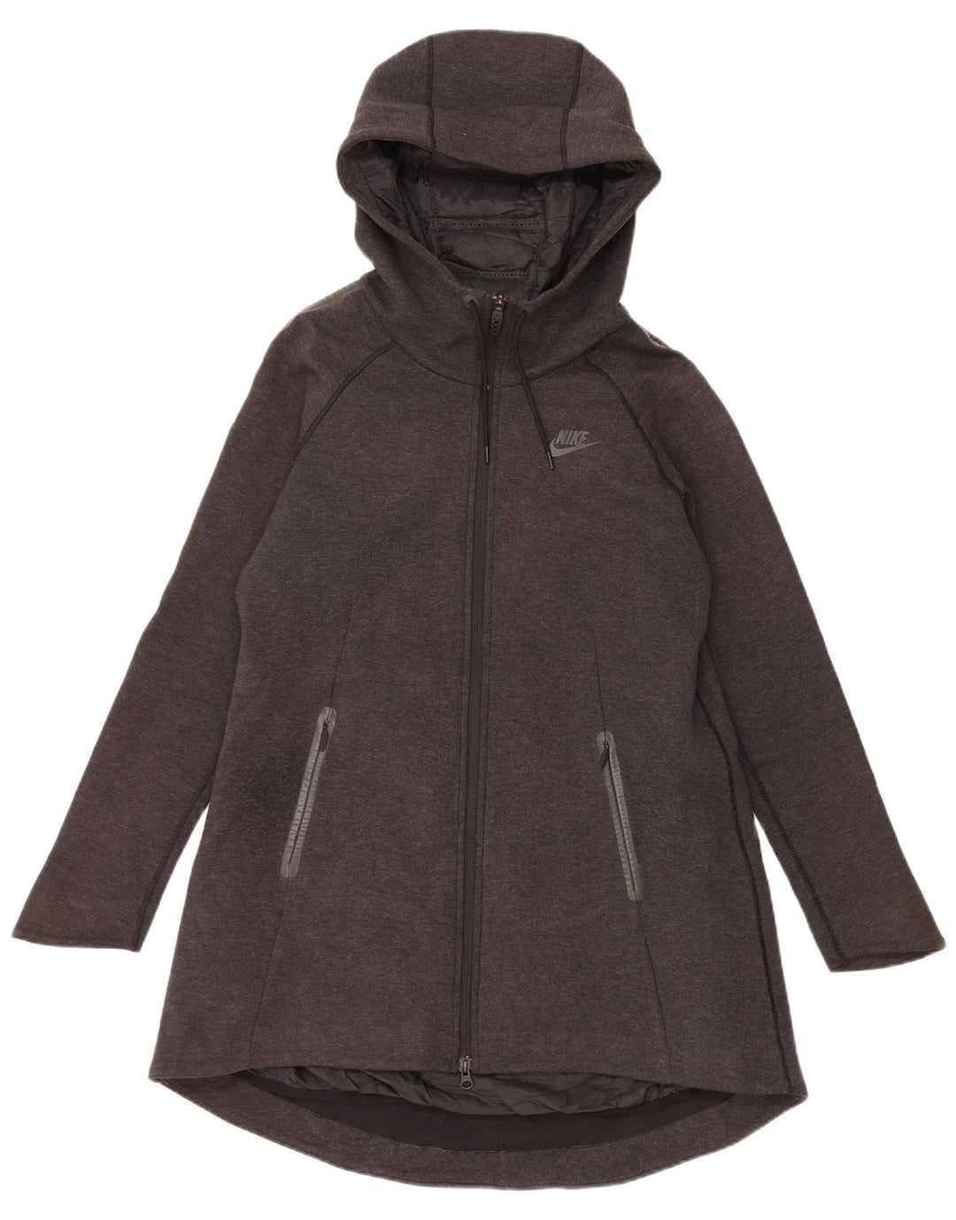 NIKE Damen-Windbreaker-Mantel in Übergröße mit Kapuze, UK 10, Größe S, grau, Polyester
