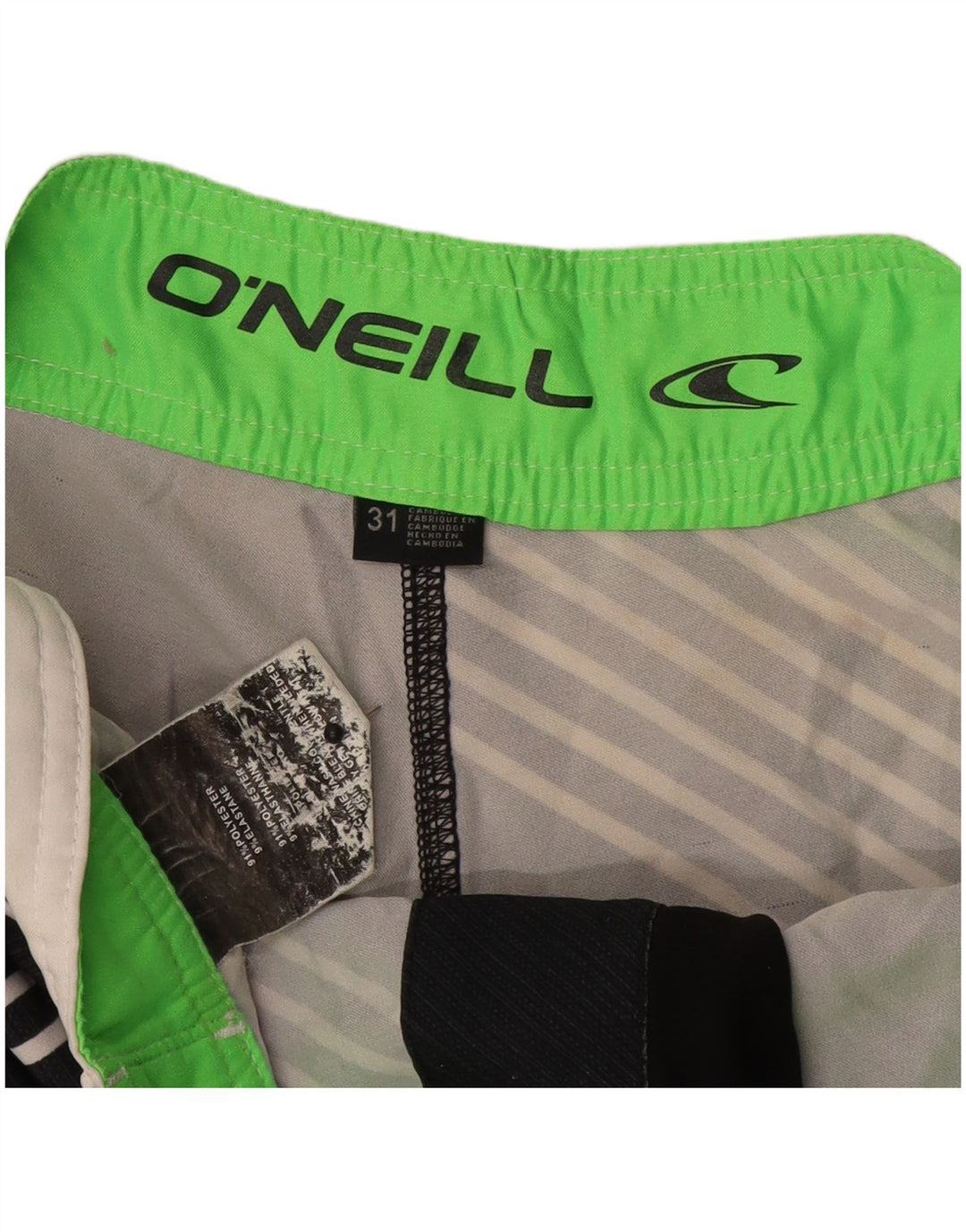 O'Neill Herren-Badeshorts mit Grafik, mittelschwarz, gestreift, Polyester