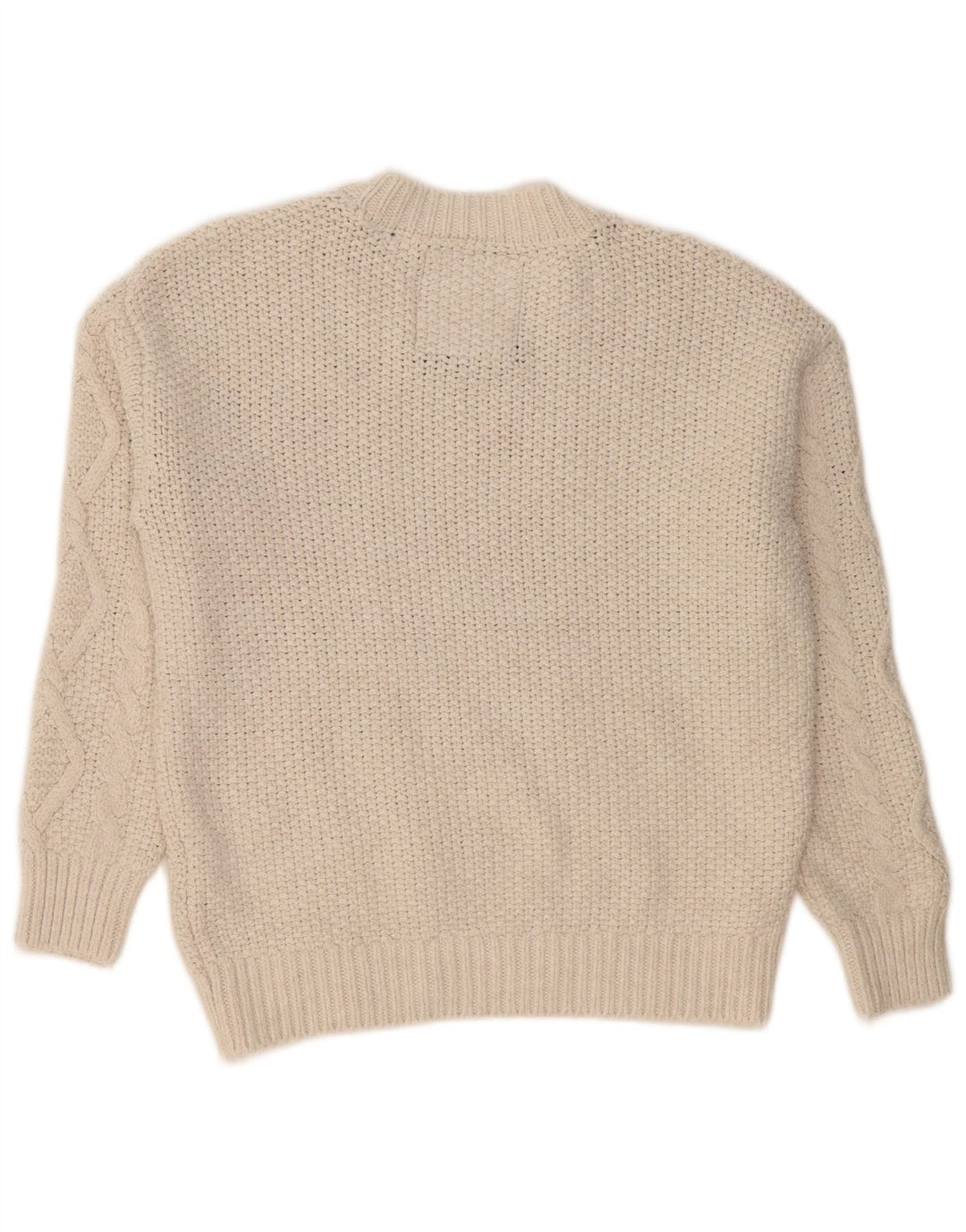 Superdry Damen-Pullover mit Rundhalsausschnitt, übergroß, Gr. 12, mittelgrau, gebrochenes Weiß